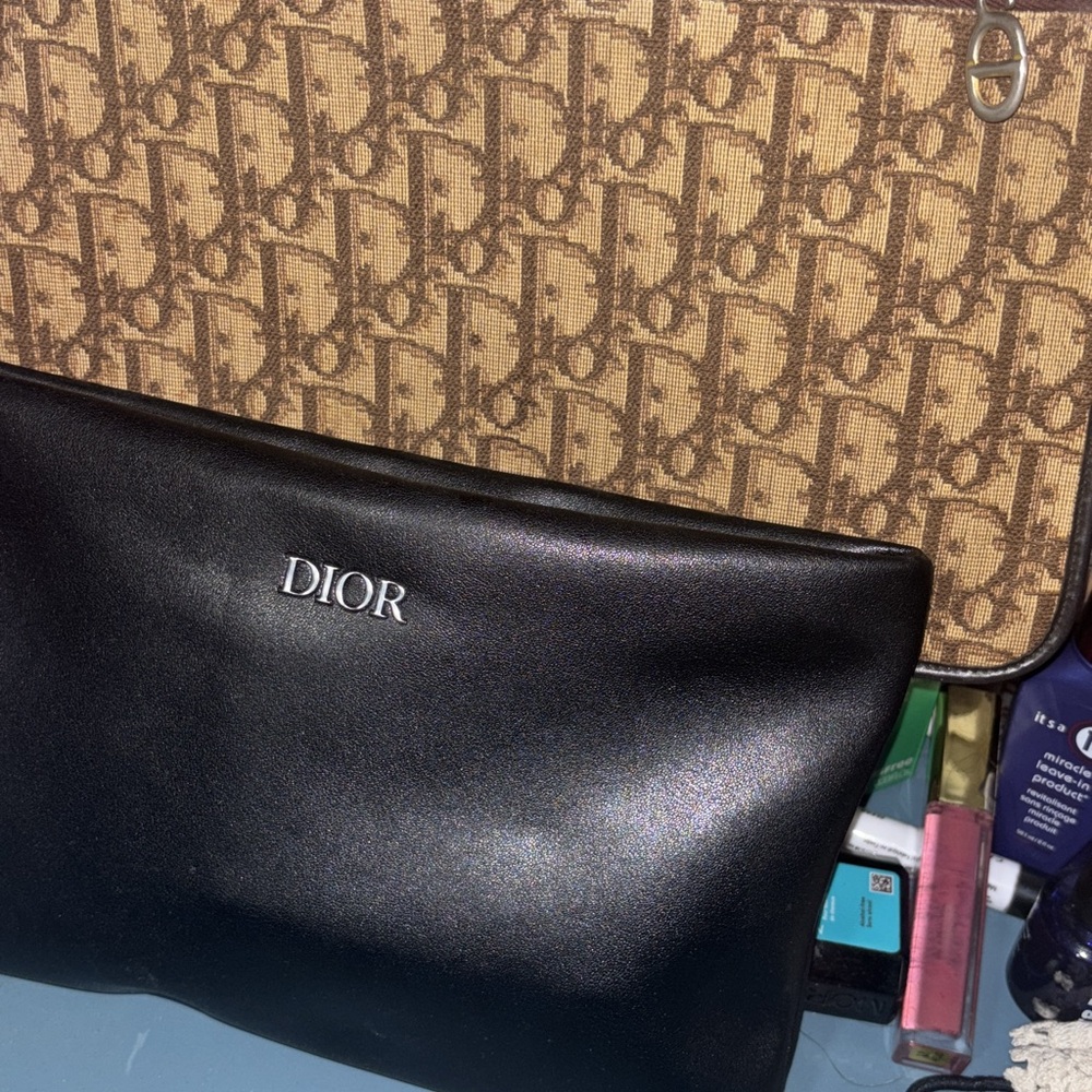 Dior Monogram Brown and a black cosmetic bag 2 for 1 price Great Deal